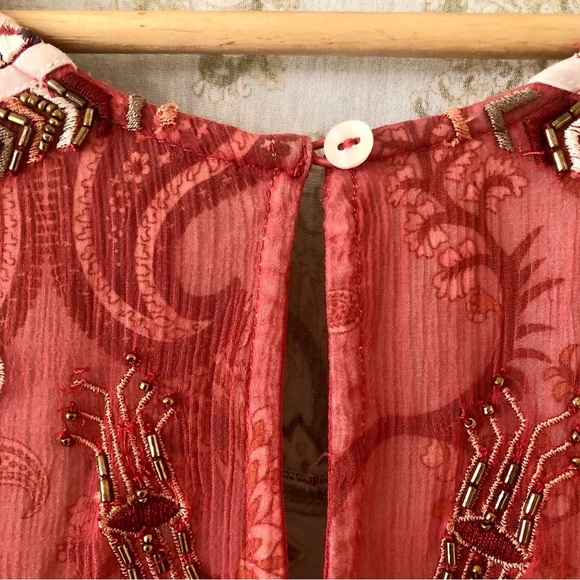 Soft Surroundings Tannon Embroidered Beaded Blouse Size Medium - Picture 6 of 9